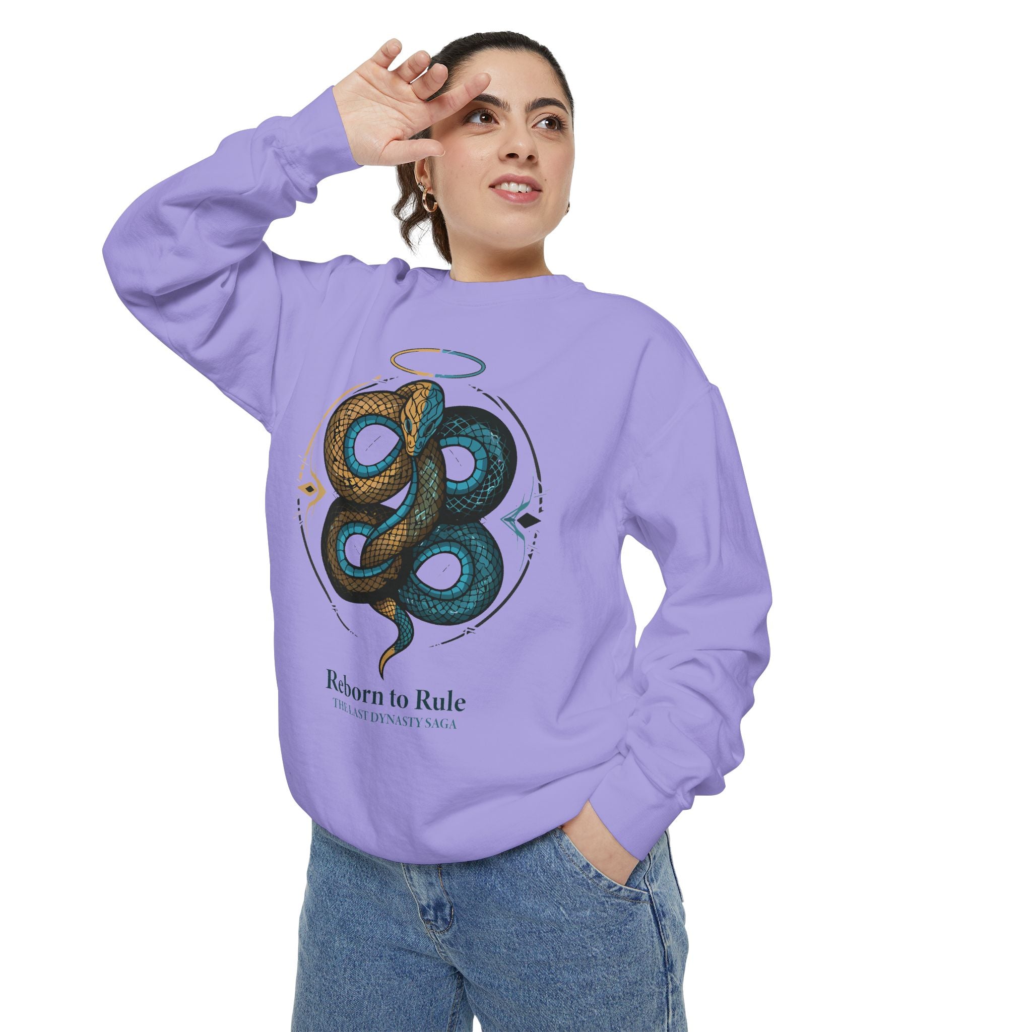 Snake Emblem Sweatshirt — "Reborn to Rule" Graphic Crewneck