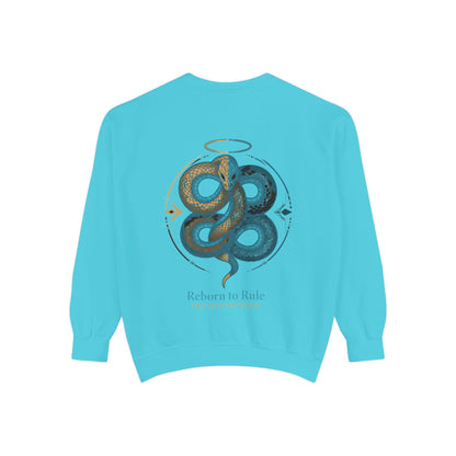 Snake Emblem Sweatshirt — "Reborn to Rule" Graphic Crewneck
