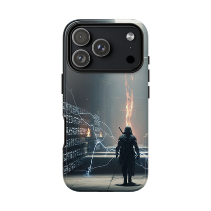 Phone Case - Cybermage Silhouette with Lightning Spell