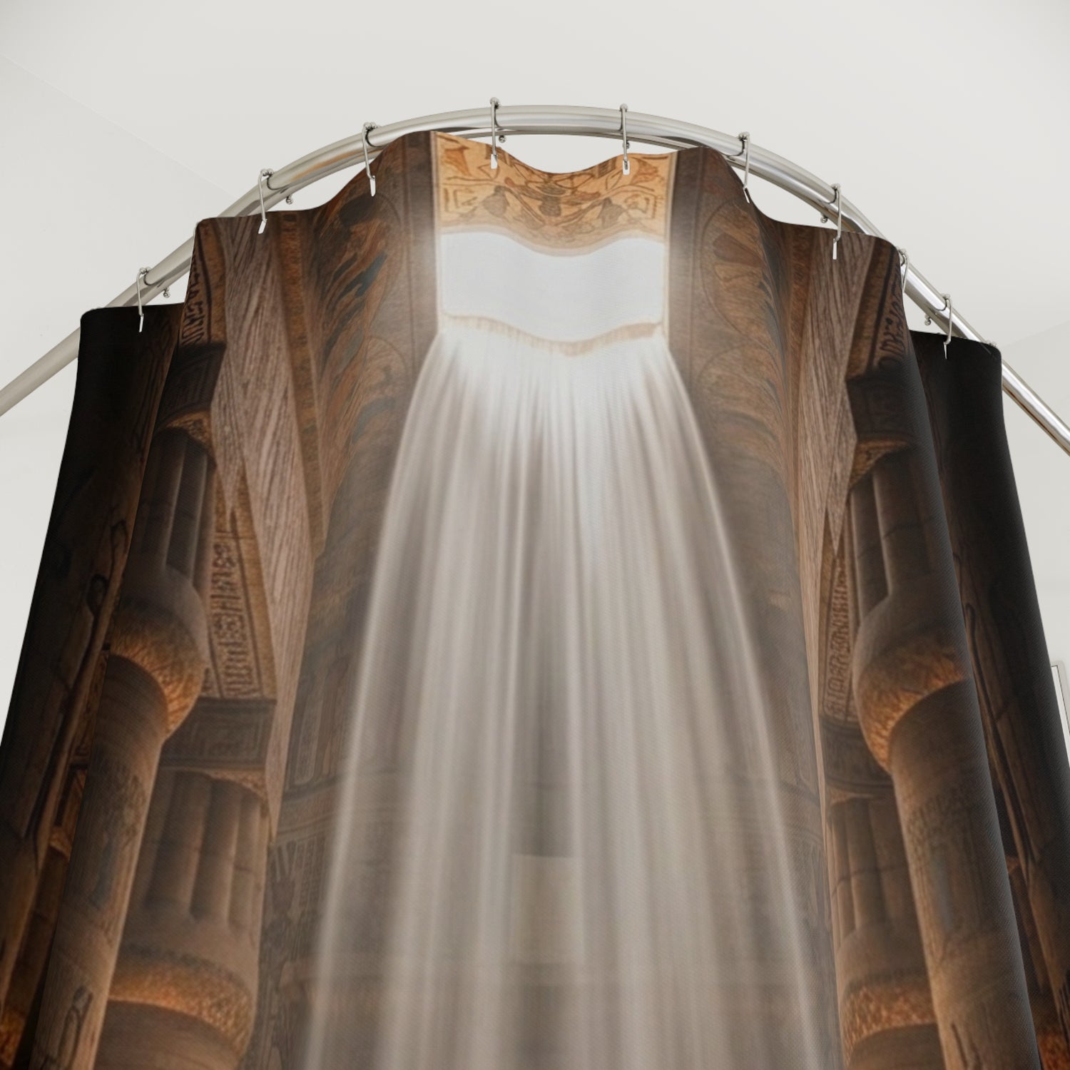 Shower Curtain — Mystical Saga temple Light Shower Curtain (Soothing Spiritual Bathroom Décor)