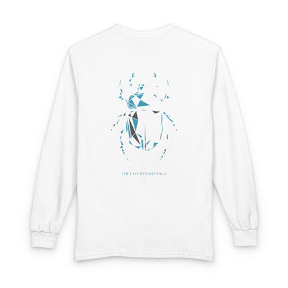 Strength Is Your Nature Long Sleeve Tee — Geometric Serpent Sword and Scarab Design
