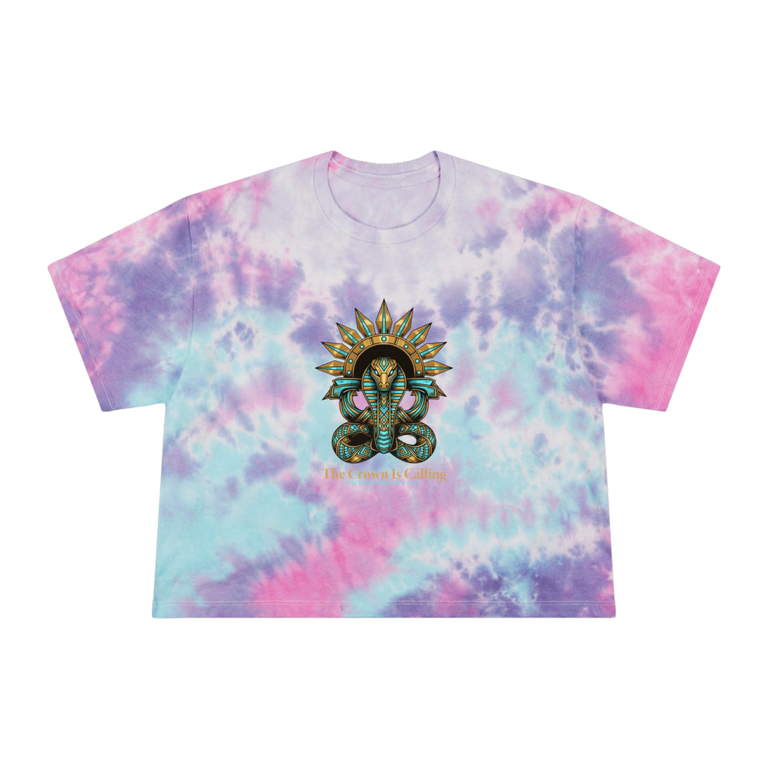 Tie-Dye Crop Tee — Celestial Snake &amp; Eye Graphic Women’s Crop Top