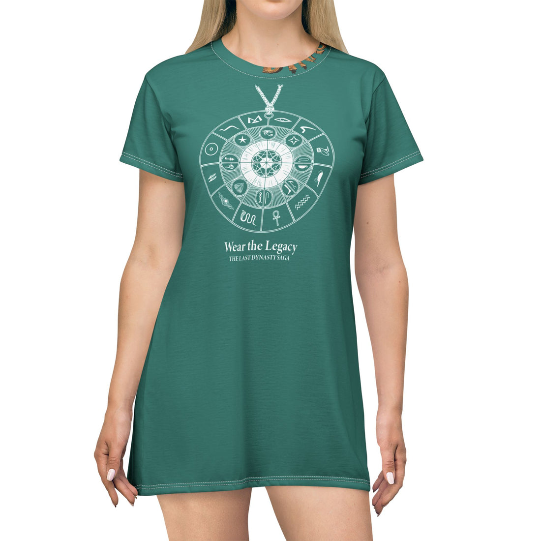 The Saga Compass T-Shirt Dress — "Wear the Legacy" Graphic
