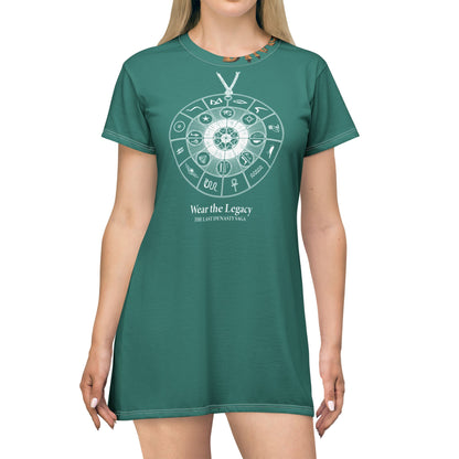 The Saga Compass T-Shirt Dress — "Wear the Legacy" Graphic