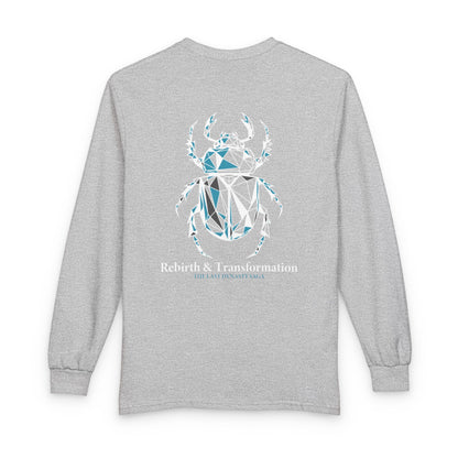 Strength Is Your Nature Long Sleeve Tee — Geometric Serpent Sword and Scarab Design