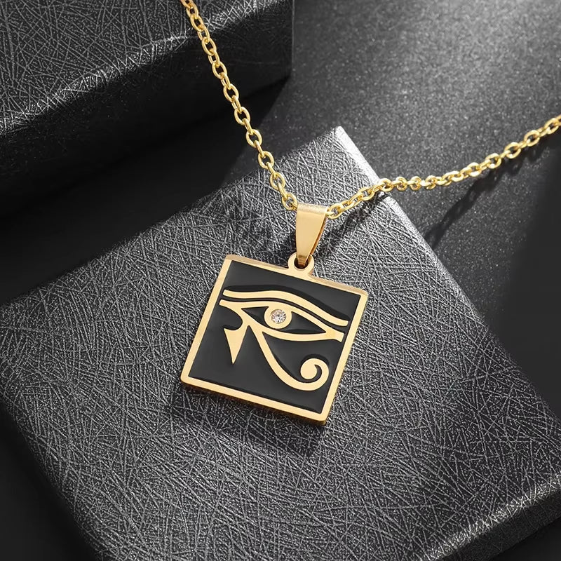 Stainless Steel Ancient Egyptian Ankh Cross Life Key Totem Necklace Men and Women Lucky Amulet Jewelry