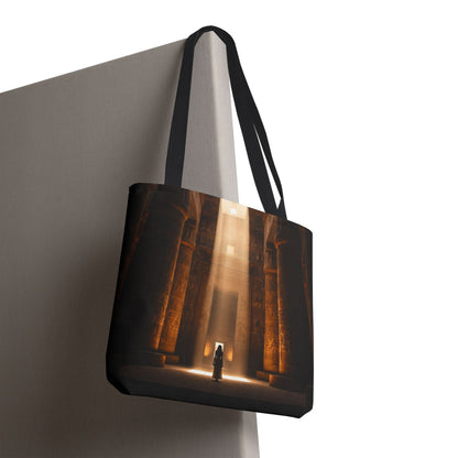 Mystic Temple Tote Bag — Ancient Light &amp; Symbolic Wheel AOP Tote
