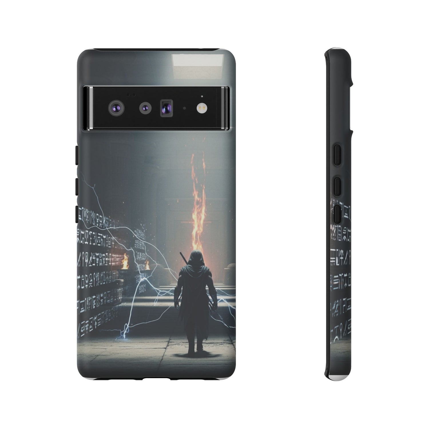 Phone Case - Cybermage Silhouette with Lightning Spell