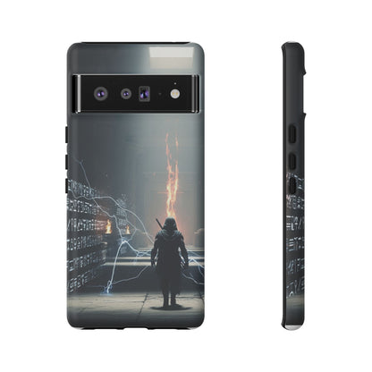 Phone Case - Cybermage Silhouette with Lightning Spell