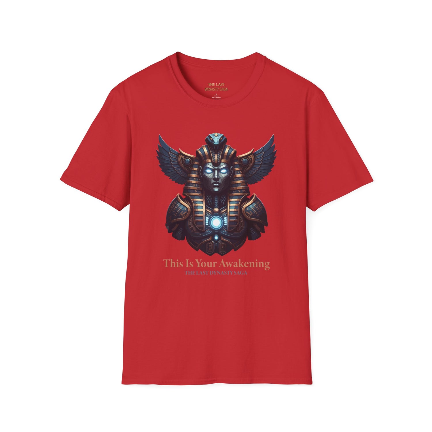 Egyptian Pharaoh Chest &amp; Serpent Back T-Shirt — "This Is Your Awakening / Endless Power"