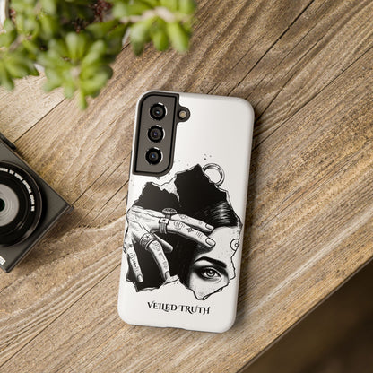 Tough Phone Case — Veiled Truth Black &amp; White Mystic Illustration
