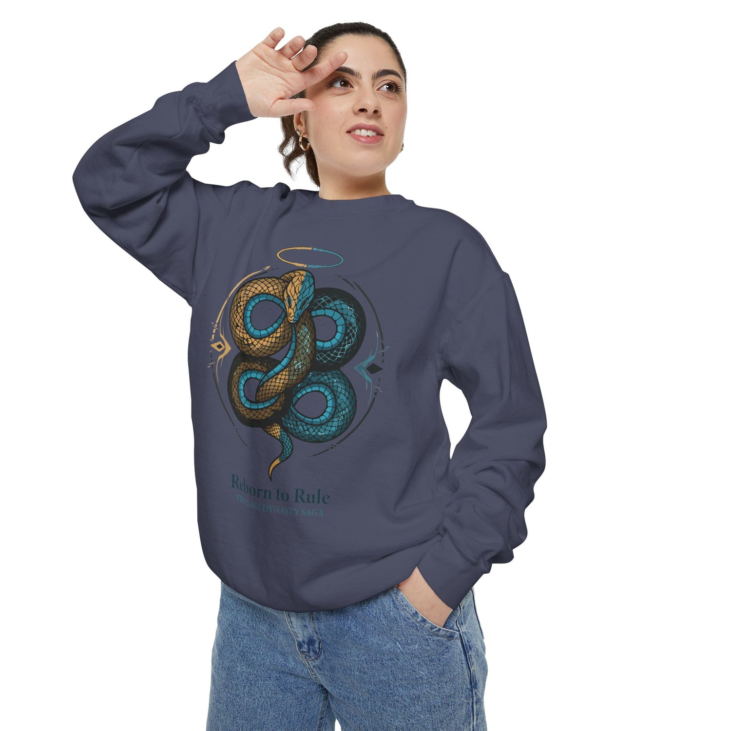 Snake Emblem Sweatshirt — "Reborn to Rule" Graphic Crewneck