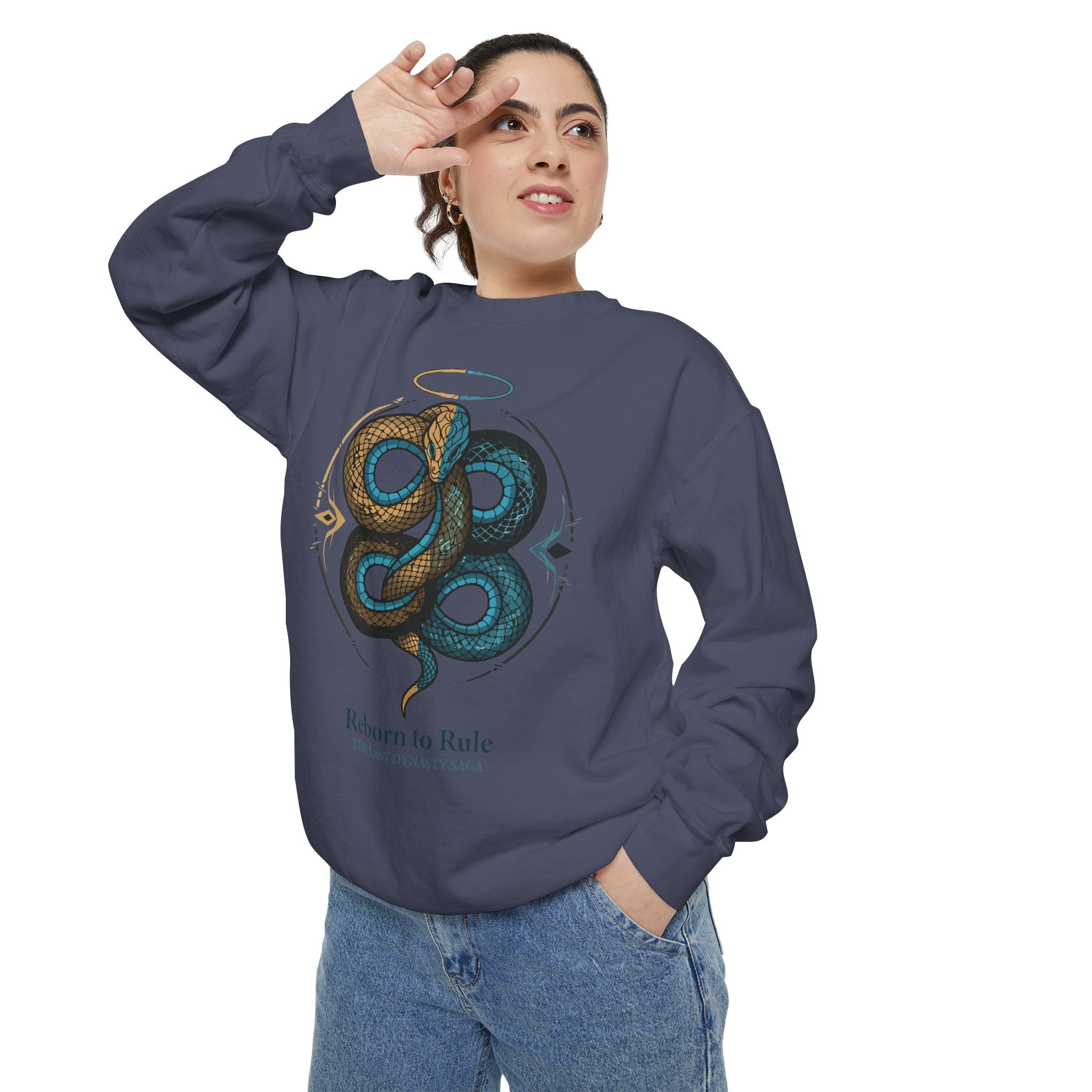 Snake Emblem Sweatshirt — "Reborn to Rule" Graphic Crewneck