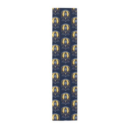 Art Nouveau Moon &amp; Owl Table Runner — Night Sky Decorative Linen