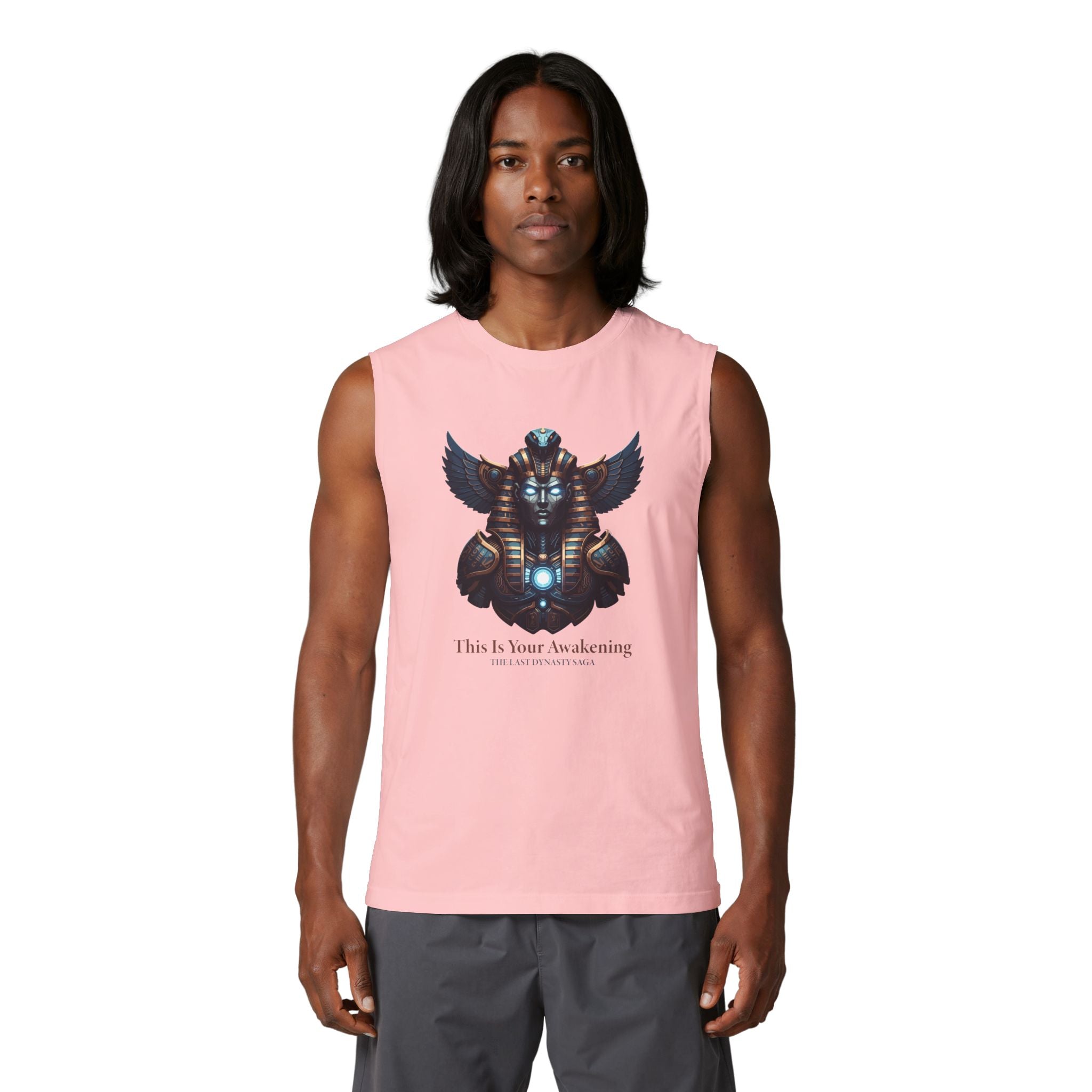 Egyptian Scarab Muscle Tank — "This Is Your Awakening" Mystical Graphic