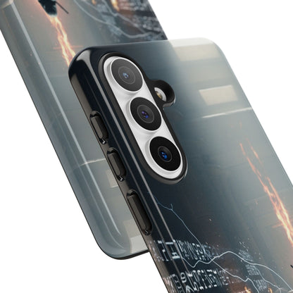 Phone Case - Cybermage Silhouette with Lightning Spell