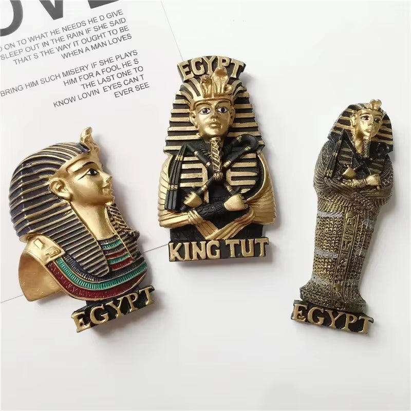 Egyptian Pharaoh &amp; Anubis Fridge Magnet Resin Souvenir Decorative Accent