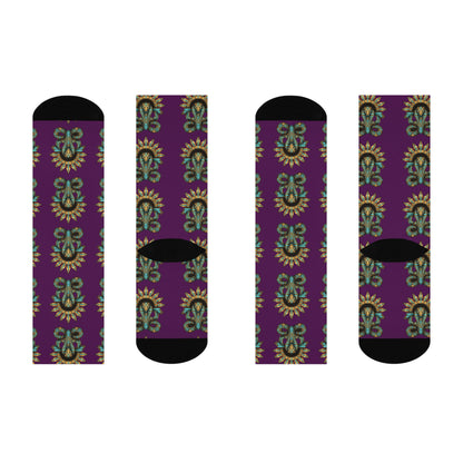 Cushioned Crew Socks — Vintage Sun &amp; Serpent Pattern Crew Socks