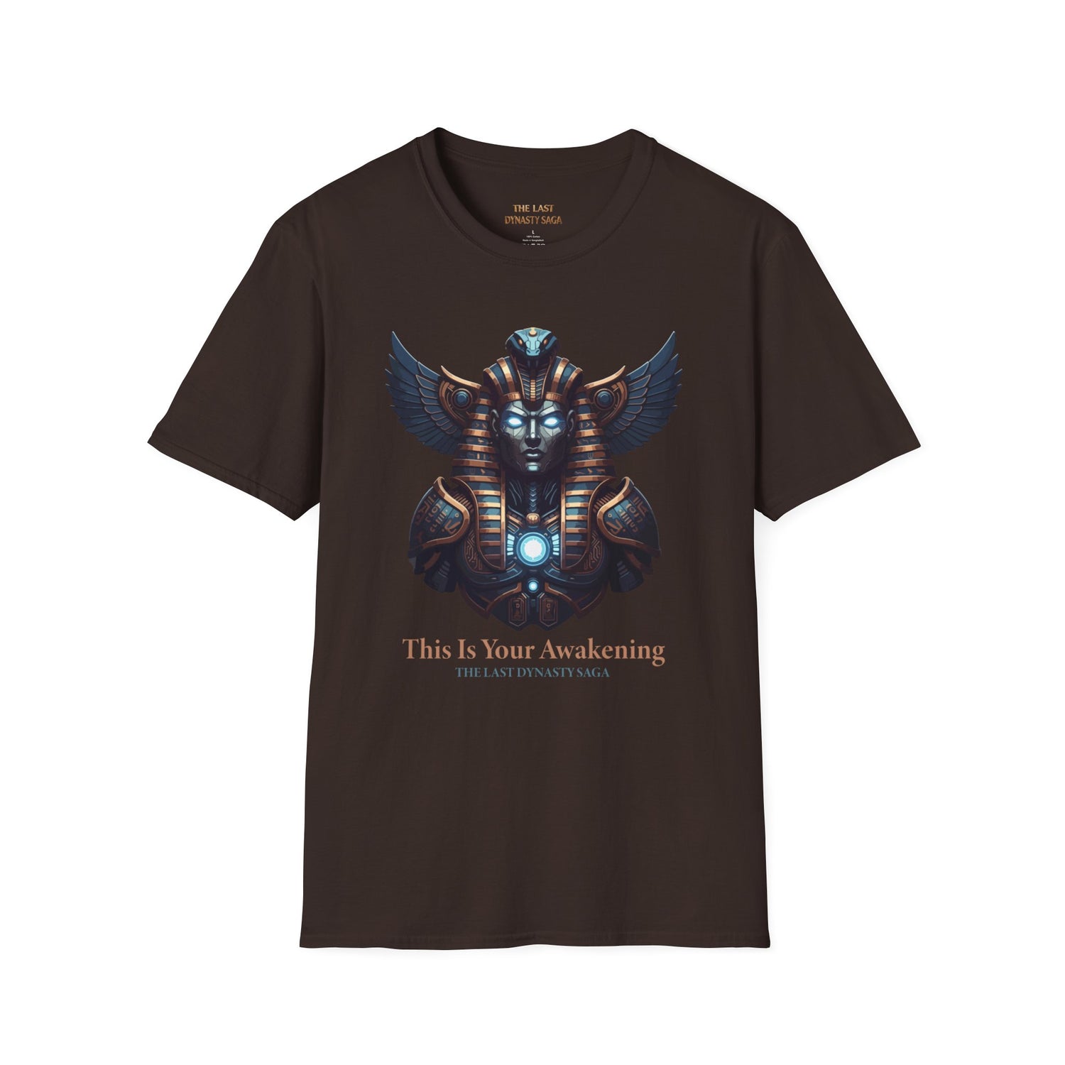 Egyptian Pharaoh Chest &amp; Serpent Back T-Shirt — "This Is Your Awakening / Endless Power"