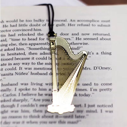 Musical Instrument Metal Bookmark - Organ Harp 
