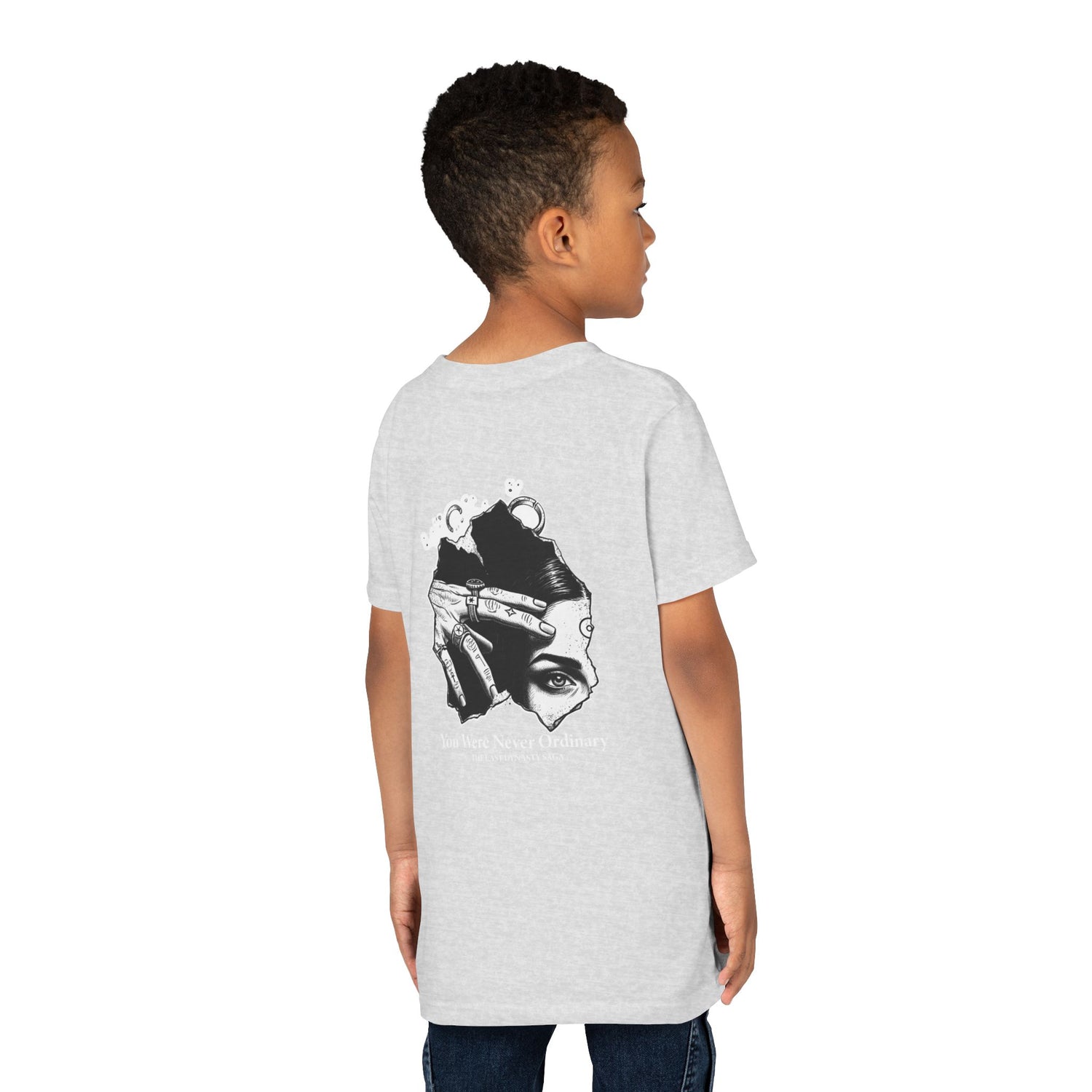Youth Graphic Tee — THE SAGA Compass &amp; Abstract Hero&