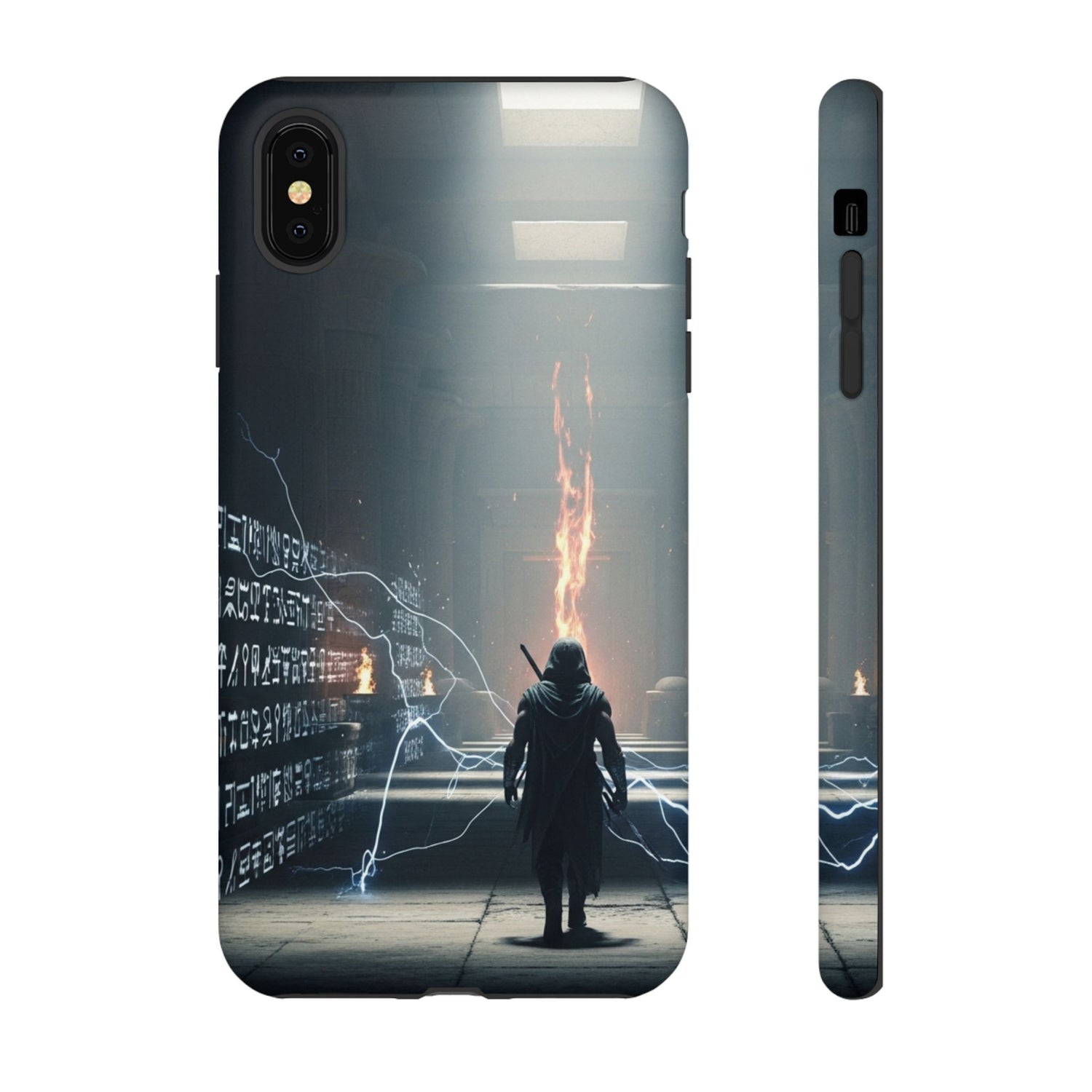 Phone Case - Cybermage Silhouette with Lightning Spell