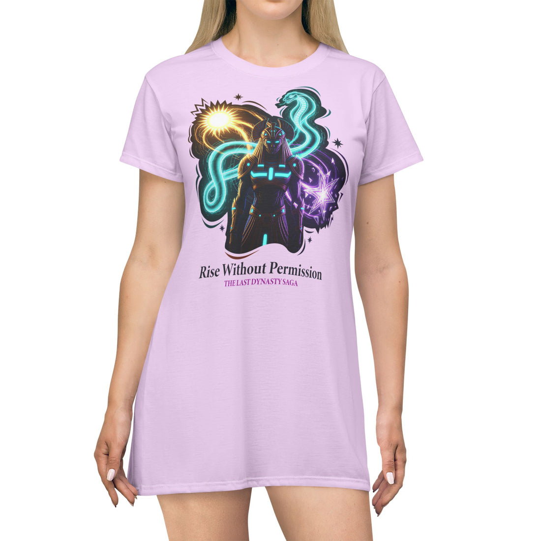Rise Without Permission T‑Shirt Dress — Empowerment Graphic AOP Dress