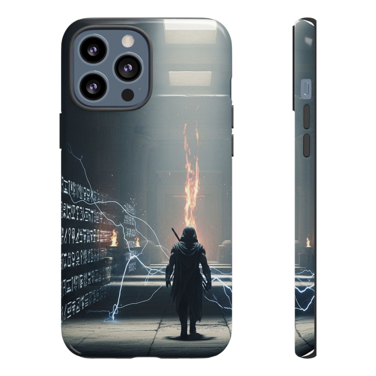 Phone Case - Cybermage Silhouette with Lightning Spell