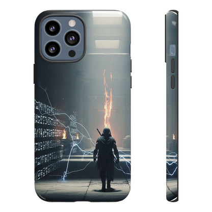 Phone Case - Cybermage Silhouette with Lightning Spell