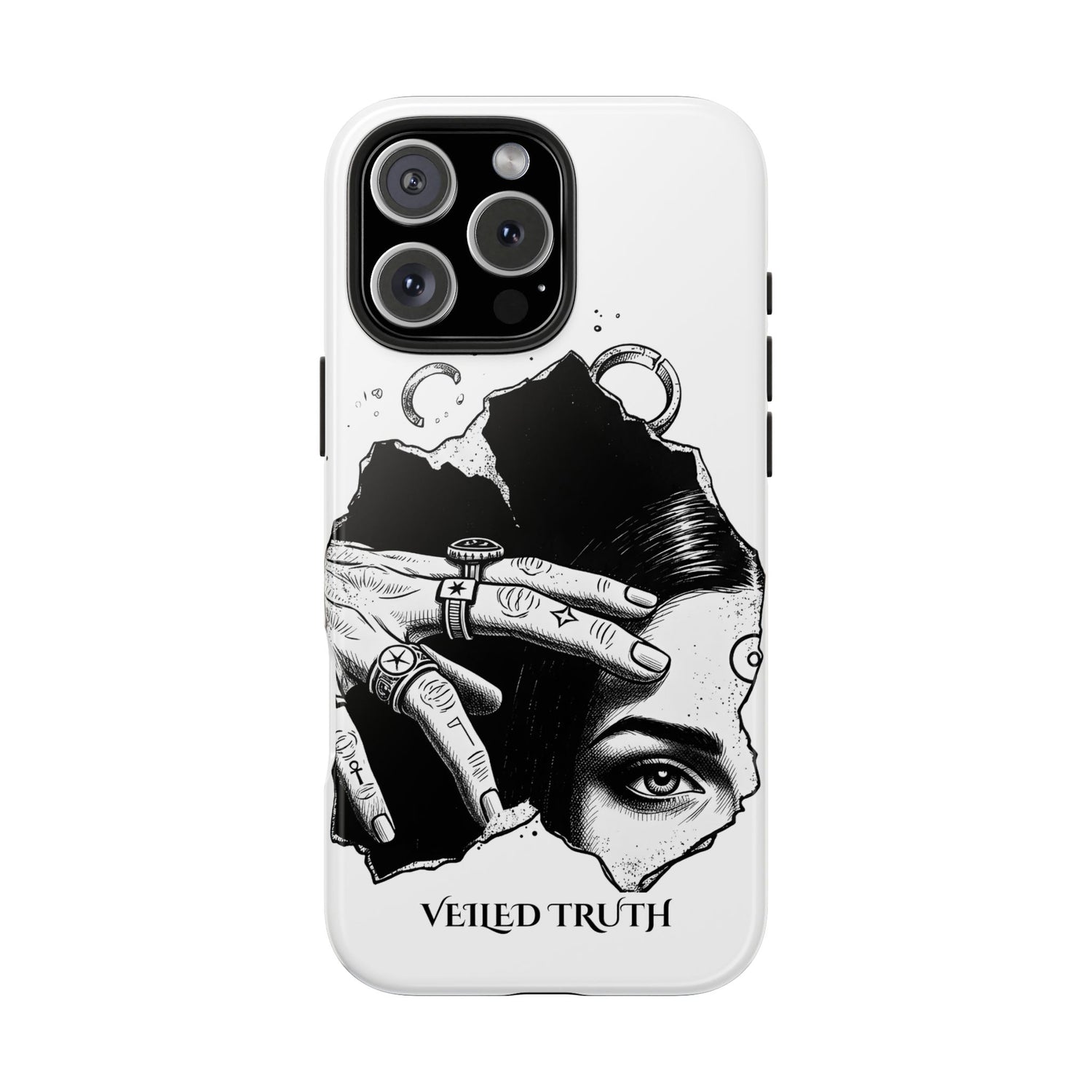 Tough Phone Case — Veiled Truth Black &amp; White Mystic Illustration