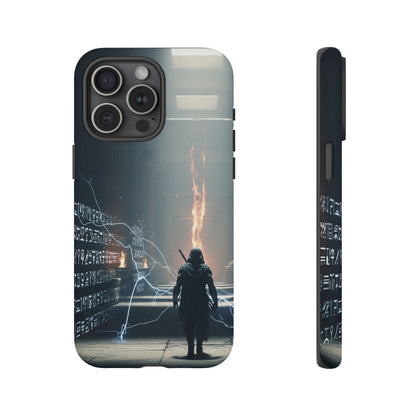 Phone Case - Cybermage Silhouette with Lightning Spell
