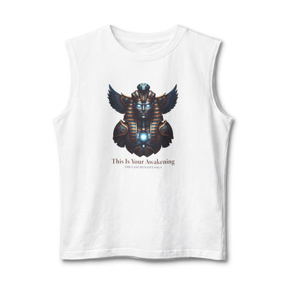 Egyptian Scarab Muscle Tank — "This Is Your Awakening" Mystical Graphic