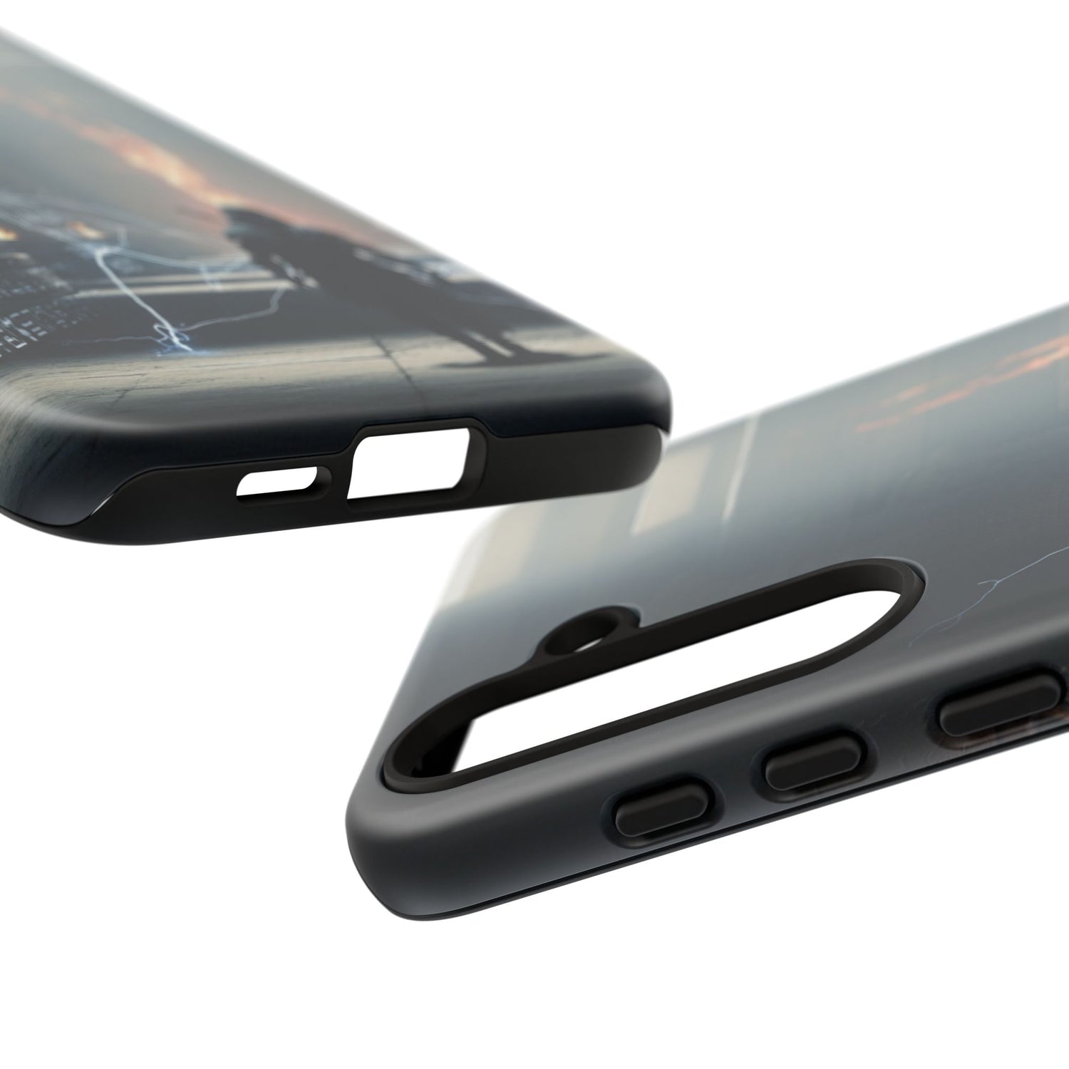 Phone Case - Cybermage Silhouette with Lightning Spell