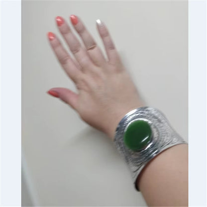Ornate Stone Cuff Bracelet Vintage Bohemian Statement Piece