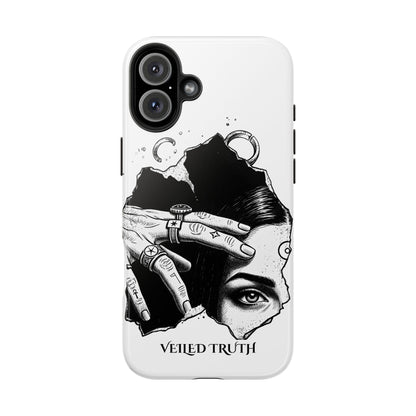 Tough Phone Case — Veiled Truth Black &amp; White Mystic Illustration