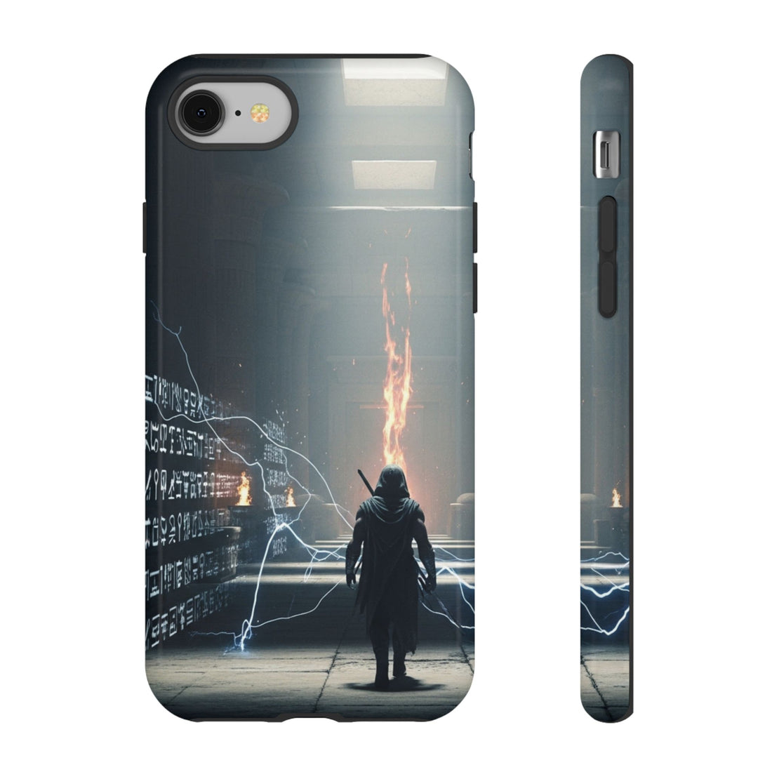 Phone Case - Cybermage Silhouette with Lightning Spell
