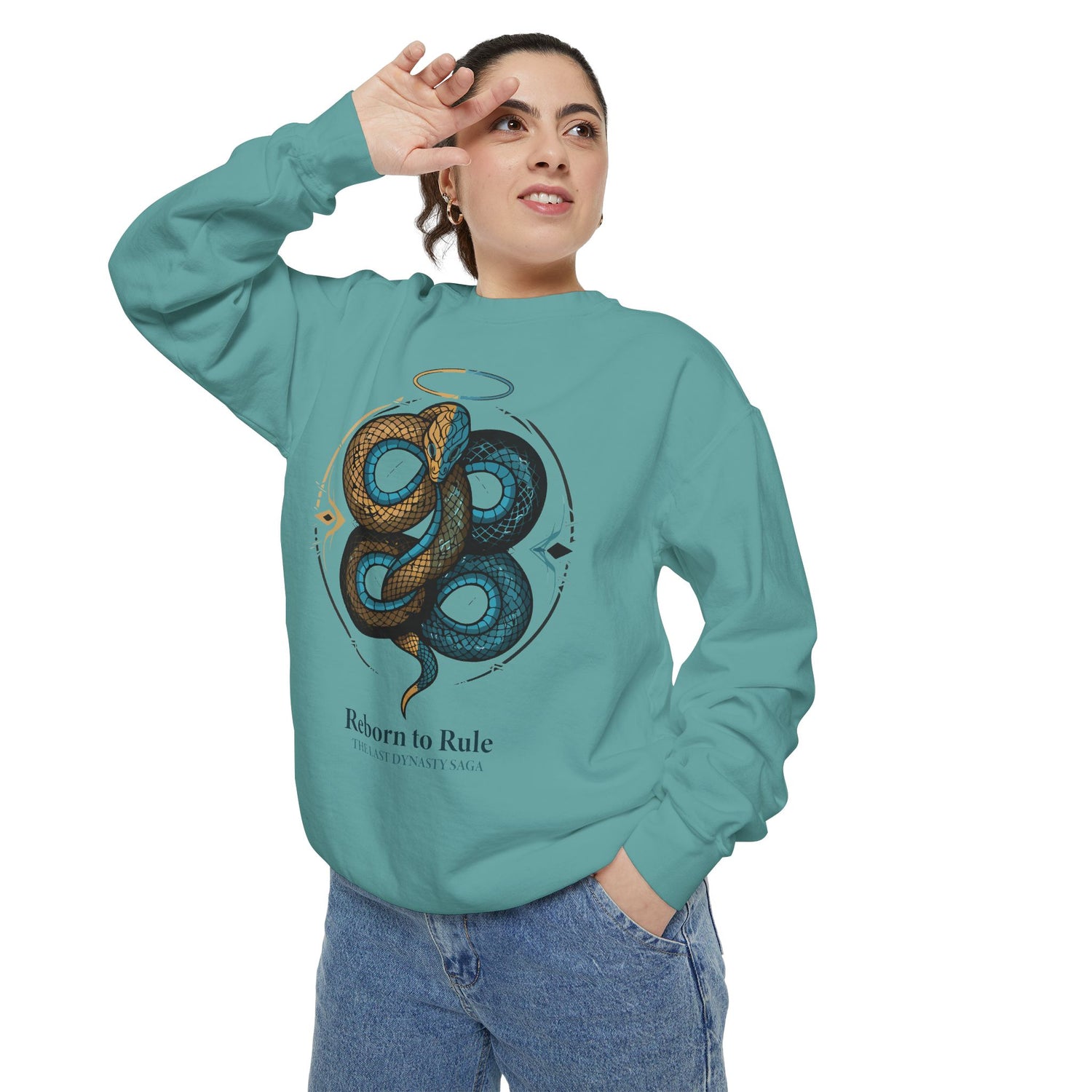 Snake Emblem Sweatshirt — "Reborn to Rule" Graphic Crewneck