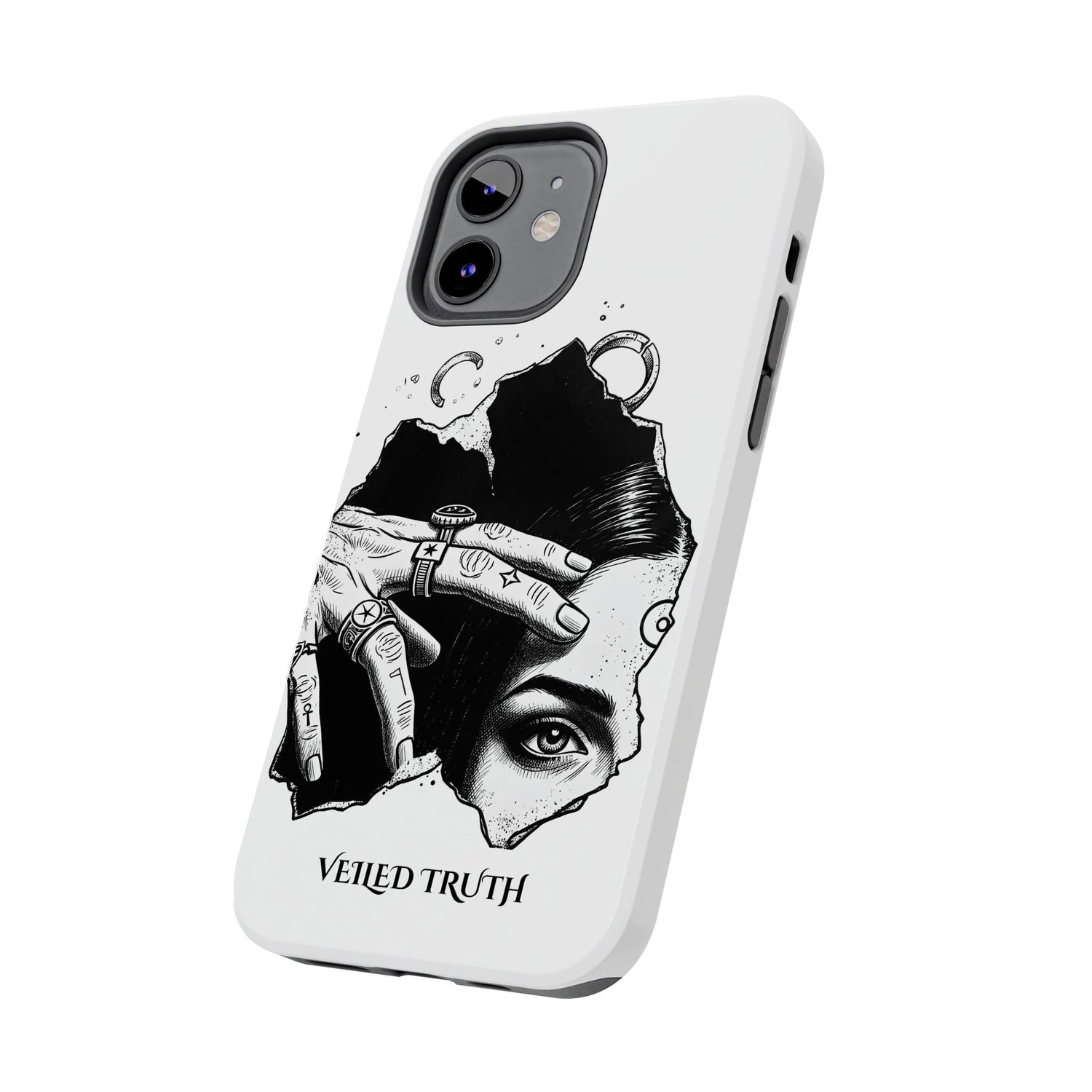 Tough Phone Case — Veiled Truth Black &amp; White Mystic Illustration