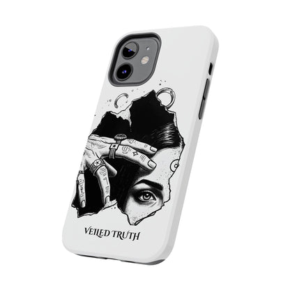 Tough Phone Case — Veiled Truth Black &amp; White Mystic Illustration