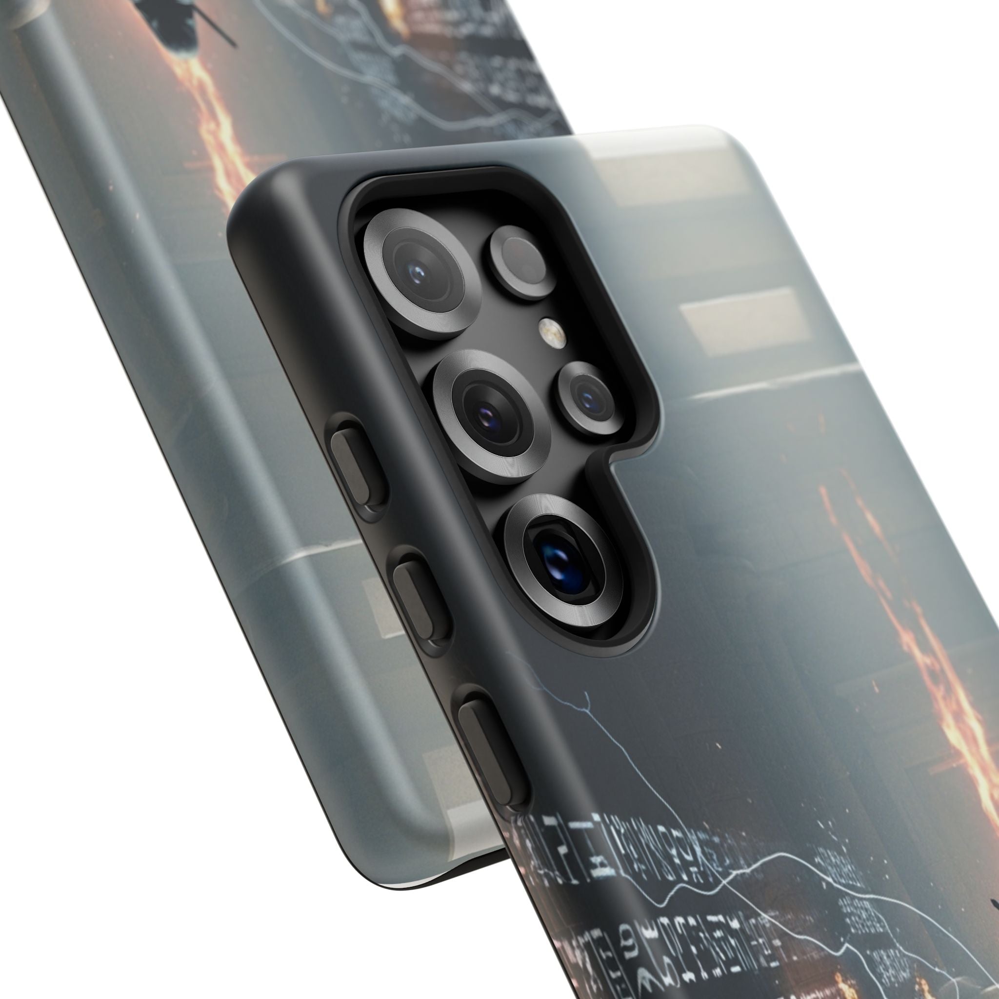 Phone Case - Cybermage Silhouette with Lightning Spell