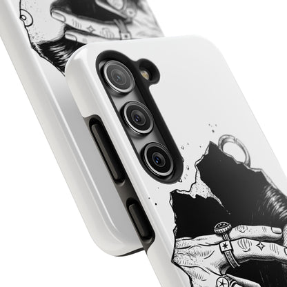 Tough Phone Case — Veiled Truth Black &amp; White Mystic Illustration