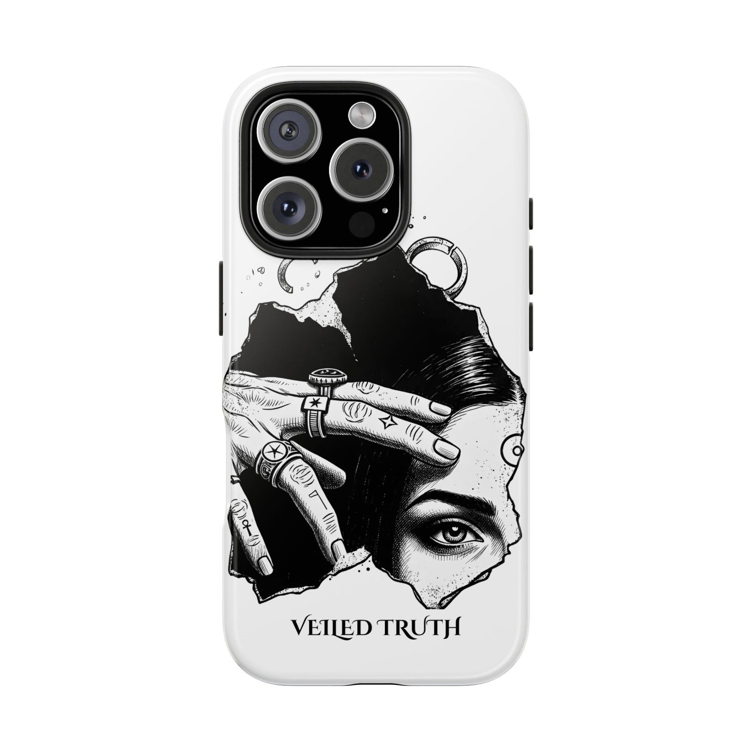 Tough Phone Case — Veiled Truth Black &amp; White Mystic Illustration