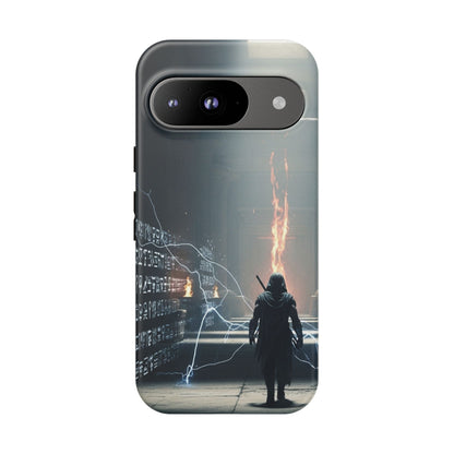 Phone Case - Cybermage Silhouette with Lightning Spell