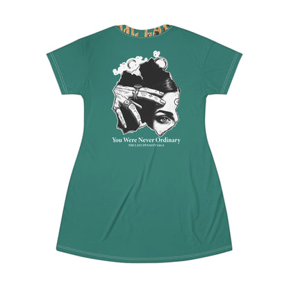 The Saga Compass T-Shirt Dress — "Wear the Legacy" Graphic
