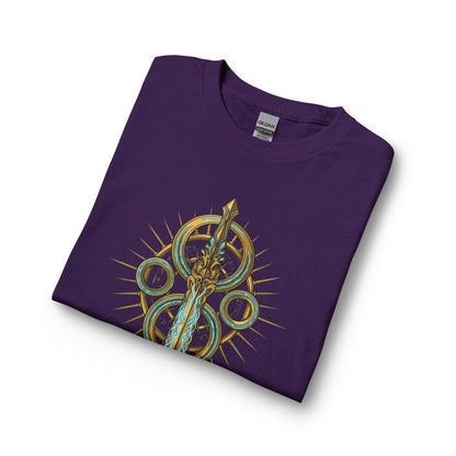 Strength Is Your Nature Long Sleeve Tee — Geometric Serpent Sword and Scarab Design