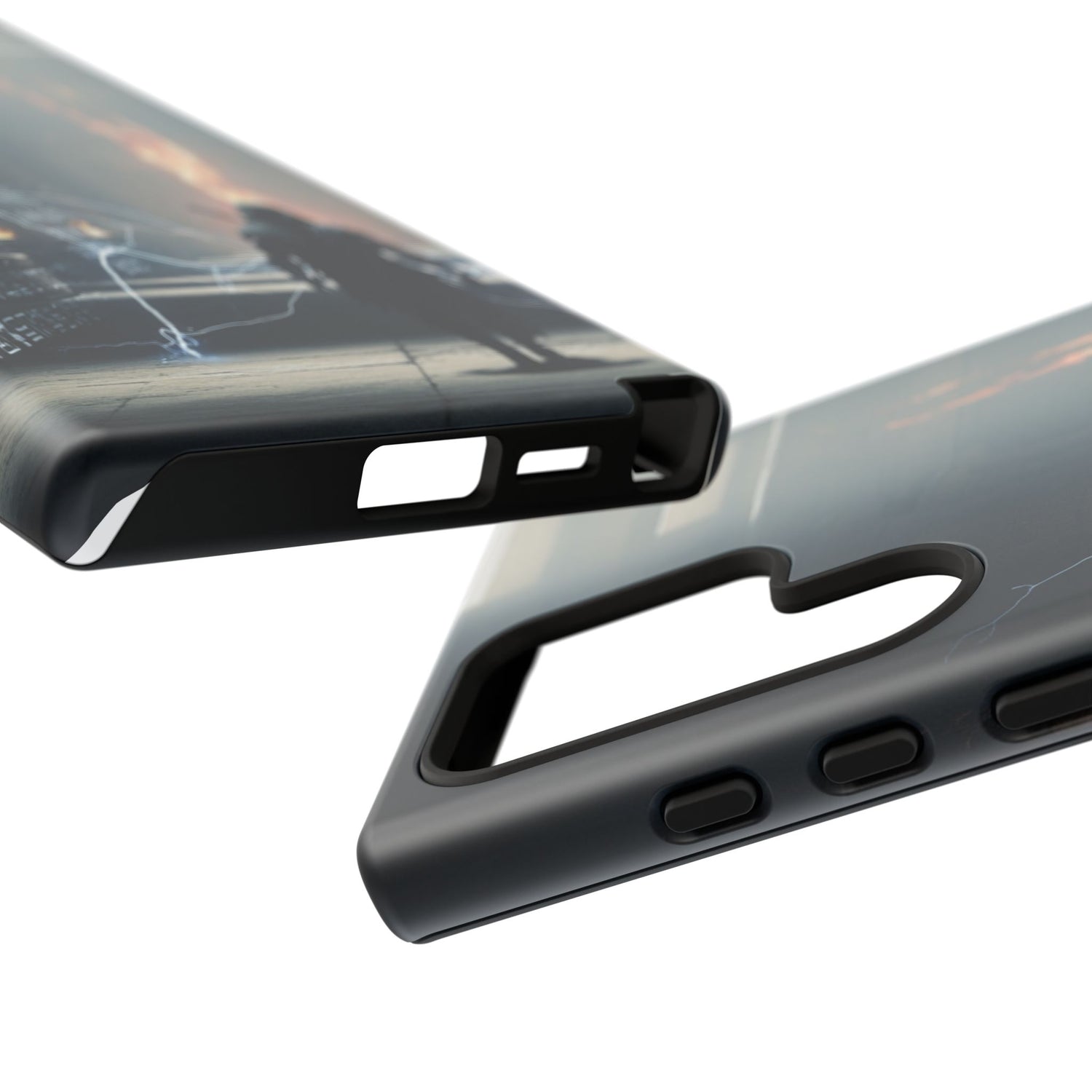Phone Case - Cybermage Silhouette with Lightning Spell
