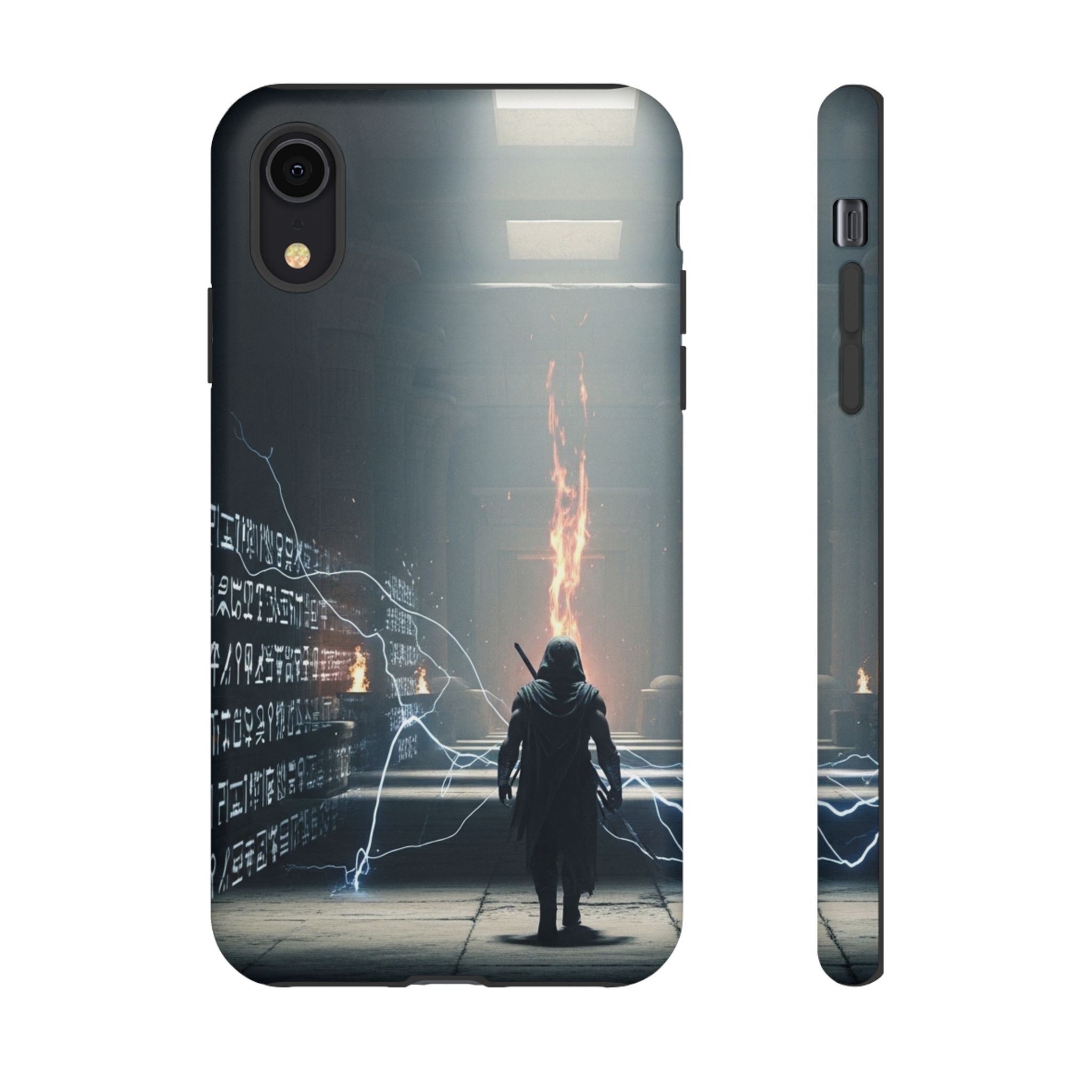 Phone Case - Cybermage Silhouette with Lightning Spell