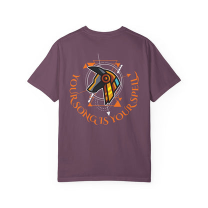 Rise With No Permission T-Shirt — Anubis Helmet Graphic Tee (“Your Song Is Your Spell”)
