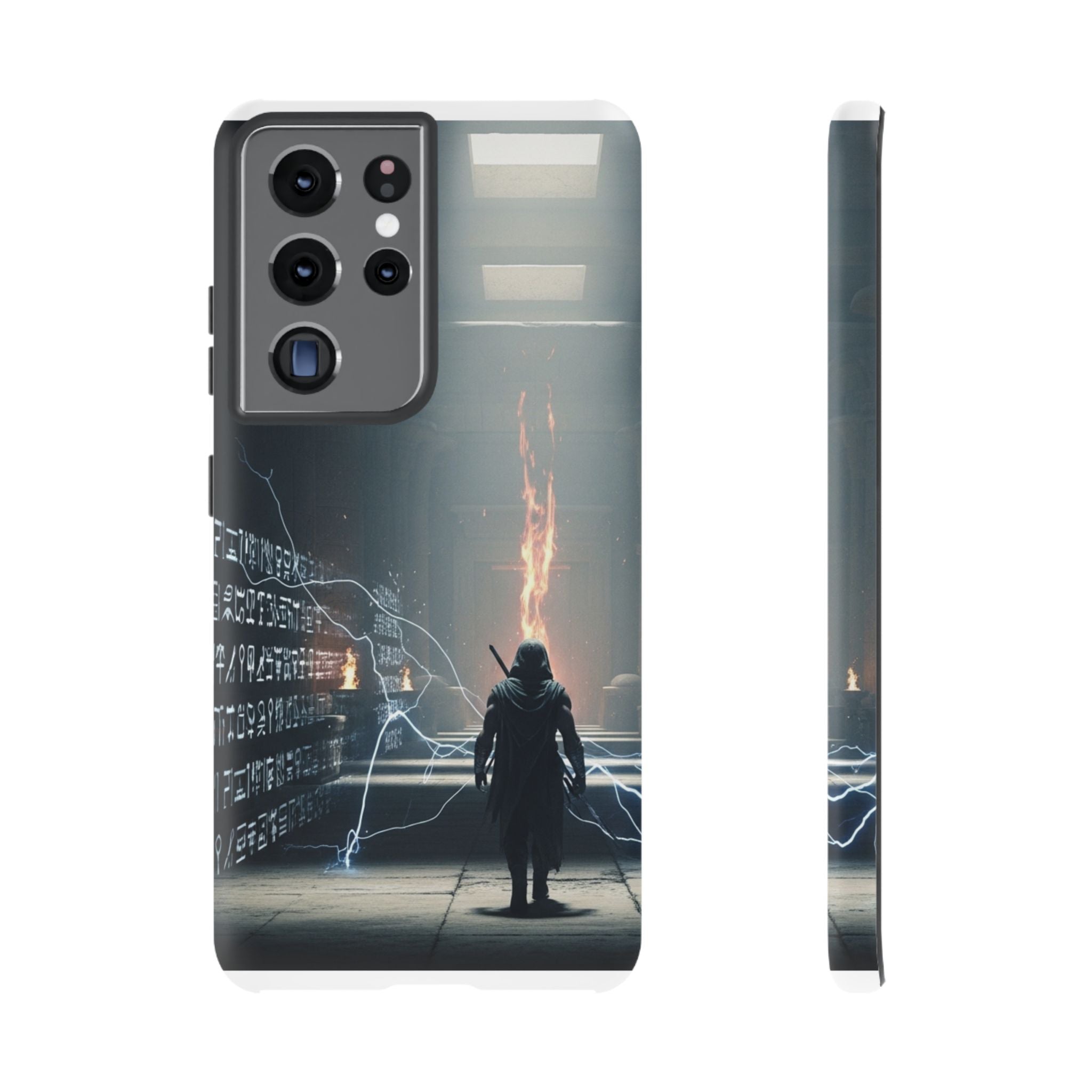 Phone Case - Cybermage Silhouette with Lightning Spell