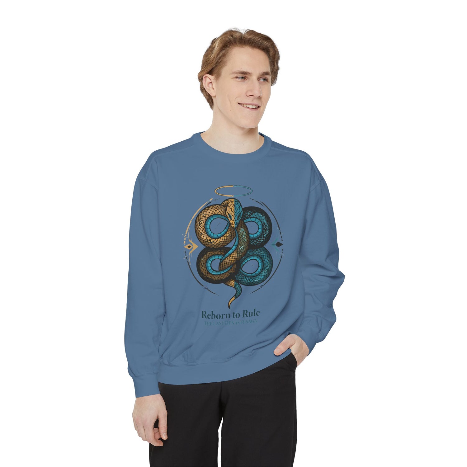 Snake Emblem Sweatshirt — "Reborn to Rule" Graphic Crewneck